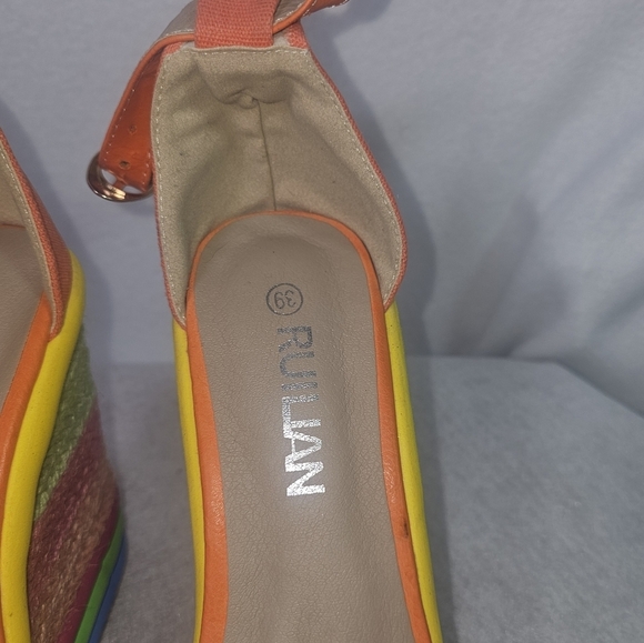 Womens Rainbow Wedge Platform Sandals By Ruilian Sz 39(US 8.5)Festival Whimsical - Picture 10 of 11